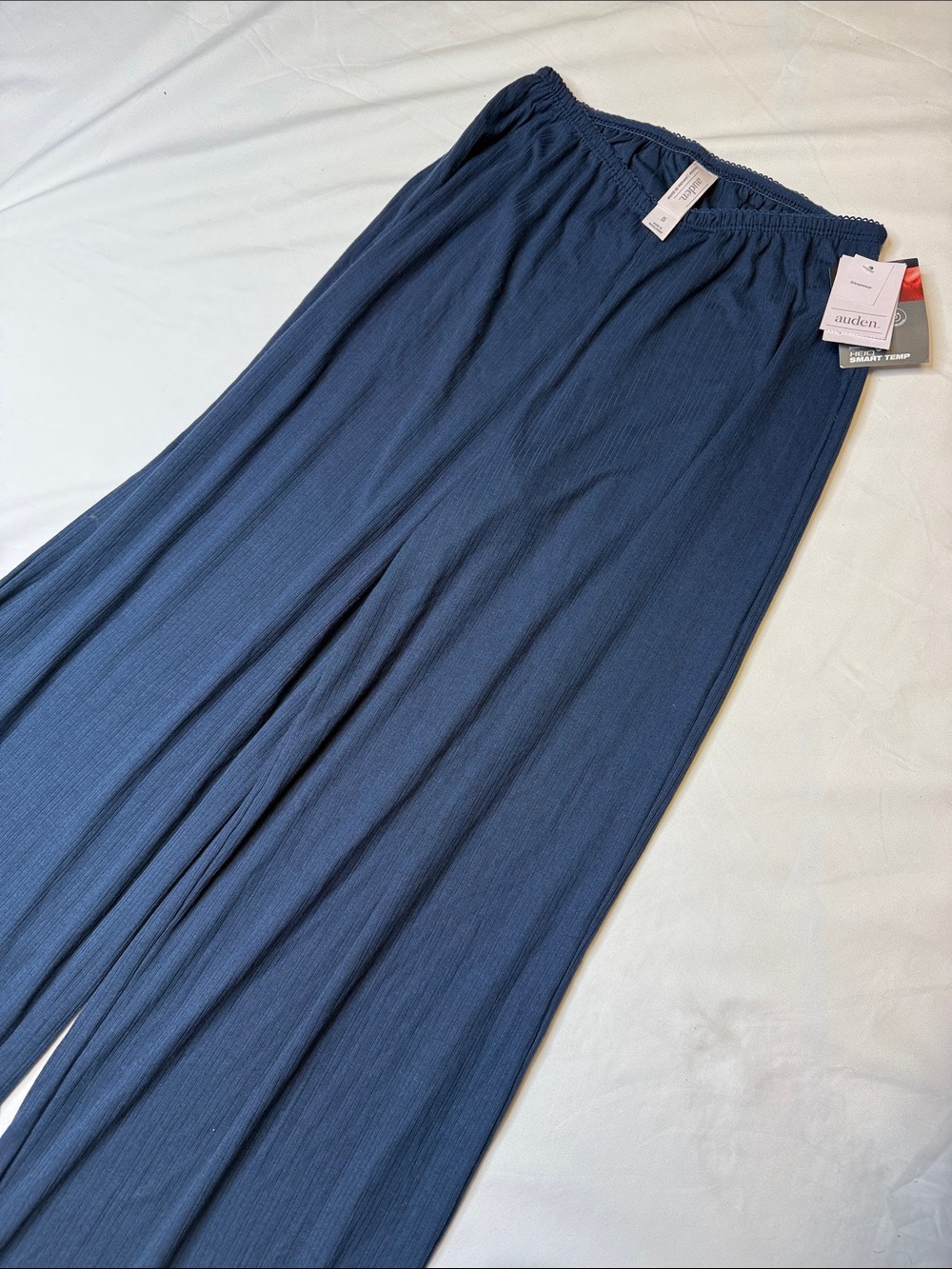 NWT Auden Navy Wide Leg micro ribbed Knit Pajama Sleep Pants XS - Picture 4 of 8